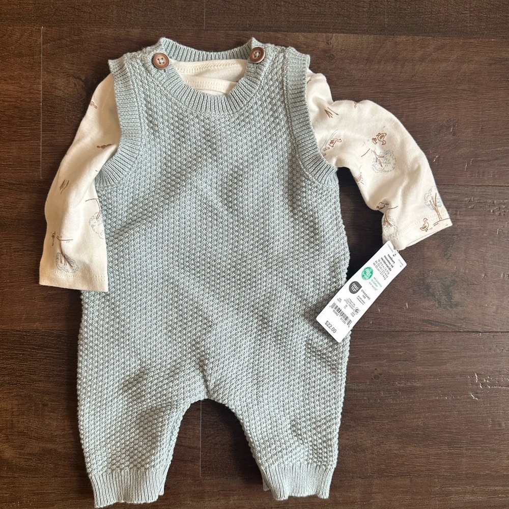 NWT Carter’s Textured Blue Knit Romper and Onesie